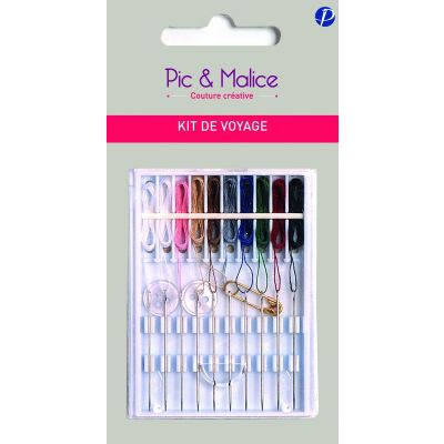 Set Couture voyage - 10 aiguilles avec fils et 2 boutons
