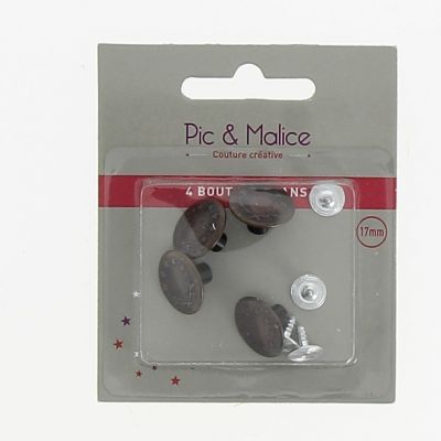 4 BOUTONS JEANS 17mm Métal Doré
