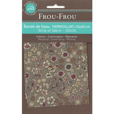 Bande Thermocollante Frou-Frou 10x40cm Fleuri Gris