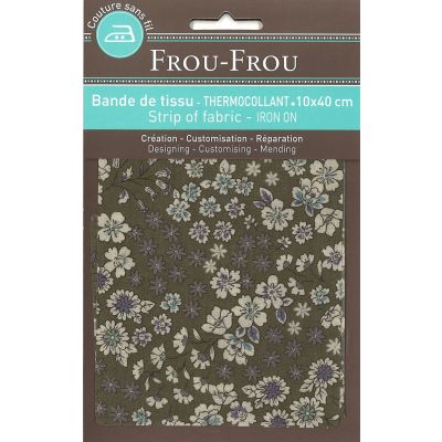 Bande Thermocollante Frou-Frou 10x40cm Fleuri Vert Kaki