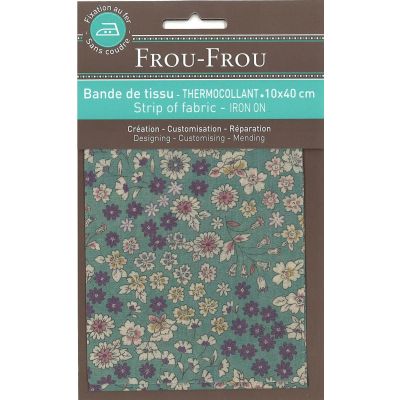 Bande Thermocollante Frou-Frou 10x40cm Fleuri Vert Eucalyptus