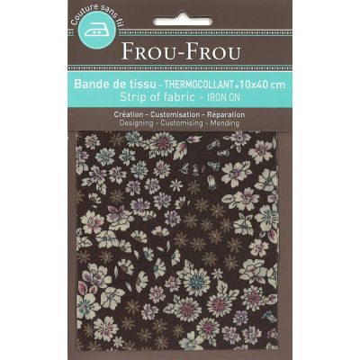 Bande Thermocollante Frou-Frou 10x40cm Fleuri Marron Chocolat