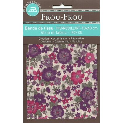 Bande Thermocollante Frou-Frou 10x40cm Fleuri Violet clair grandes fleurs