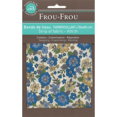 Bande Thermocollante Frou-Frou 10x40cm Fleuri Bleu grandes fleurs