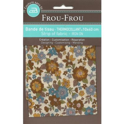 Bande Thermocollante Frou-Frou 10x40cm Fleuri Jaune Moutarde grandes fleurs