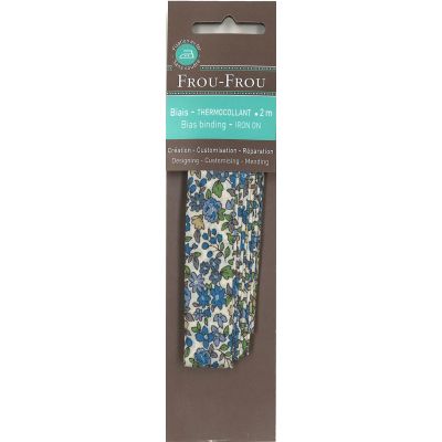 Biais thermocollant Frou-Frou 20mmx2m tissu Fleuri Bleu petites fleurs