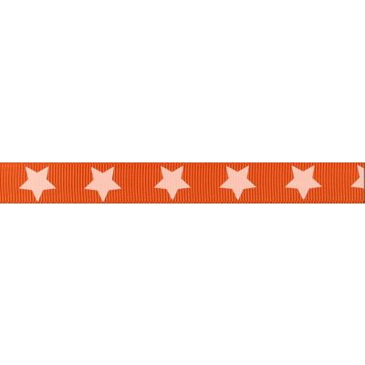 Ruban Gros Grain Frou-Frou 16mm Etoiles Orange - PRIX AU METRE