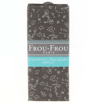 COUPON TISSU 45x55cm A BICYCLETTE TAUPE bicyclette - 100% Coton