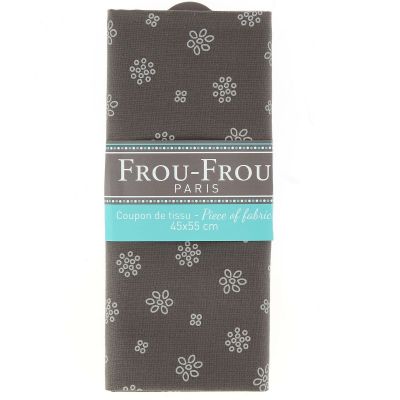 COUPON TISSU 45x55cm A BICYCLETTE TAUPE Fleur - 100% Coton