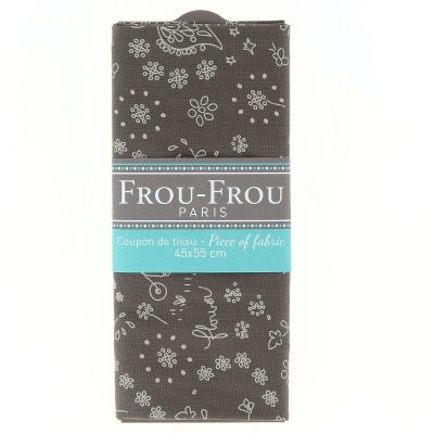 COUPON TISSU 45x55cm A BICYCLETTE TAUPE - 100% Coton