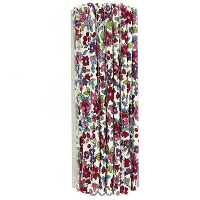 PASSEPOIL COTON FROU FROU FLEURI 12MM Bordeaux Petites fleurs - Blister de 3 mètres