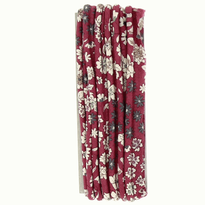 PASSEPOIL COTON FROU FROU FLEURI 12MM Bordeaux- Blister de 3 mètres