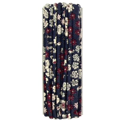 PASSEPOIL COTON FROU FROU FLEURI 12MM Bleu Marine - Blister de 3 mètres