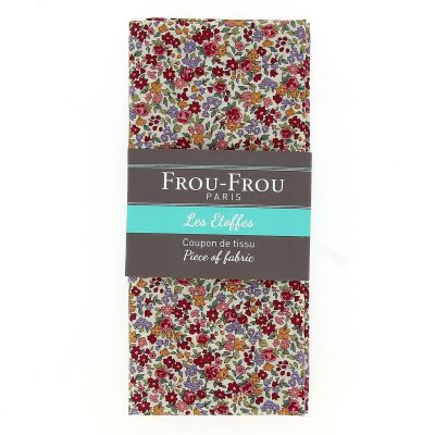 Coupon Tissu Fleuri 110x50cm 100% Coton Rouge