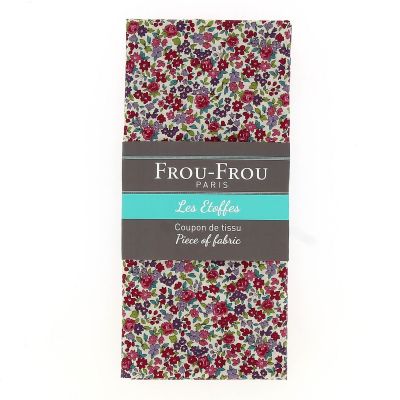 Coupon Tissu Fleuri 110x50cm 100% Coton Bordeaux