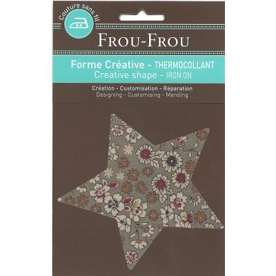 Etoile Thermocollante Frou-Frou 11x11cm Fleuri Gris