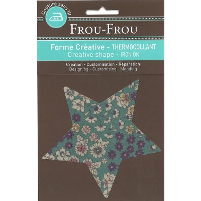 Etoile Thermocollante Frou-Frou 11x11cm Fleuri Vert Eucalyptus