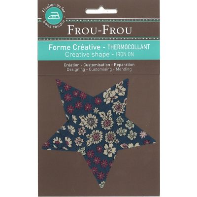 Etoile Thermocollante Frou-Frou 11x11cm Fleuri Bleu marine