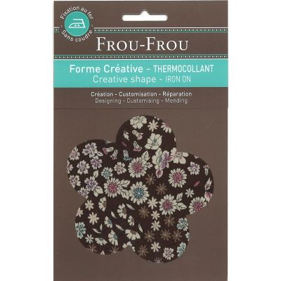 Fleur Thermocollante Frou-Frou 10x10cm Fleuri Marron Chocolat