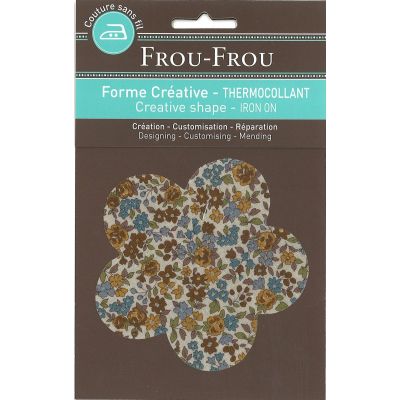 Fleur Thermocollante Frou-Frou 10x10cm Fleuri Jaune Moutarde petites fleurs