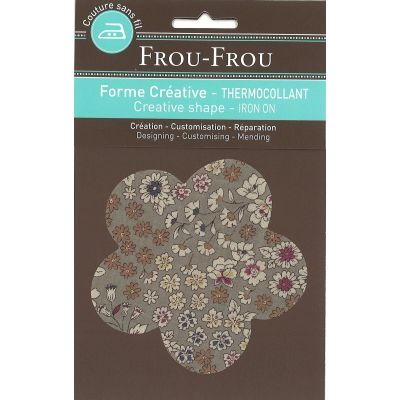 Fleur Thermocollante Frou-Frou 10x10cm Fleuri Gris