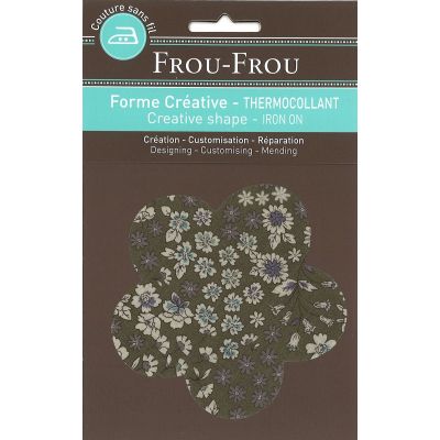 Fleur Thermocollante Frou-Frou 10x10cm Fleuri Vert Kaki