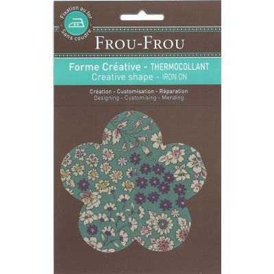 Fleur Thermocollante Frou-Frou 10x10cm Fleuri Vert Eucalyptus