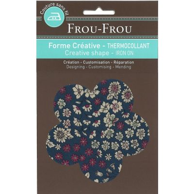 Fleur Thermocollante Frou-Frou 10x10cm Fleuri Bleu marine