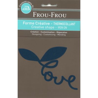 Message love thermocollant Frou-Frou 12,5x7cm Odonata Bleu foncé