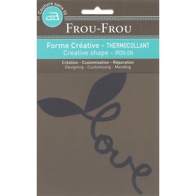 Message love thermocollant Frou-Frou 12,5x7cm Odonata Gris foncé