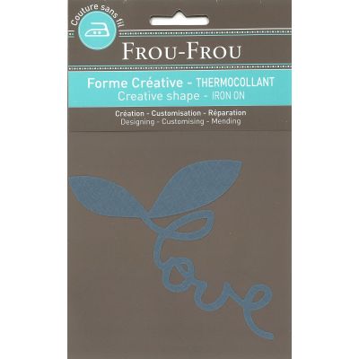 Message love thermocollant Frou-Frou 12,5x7cm Odonata Bleu Gris