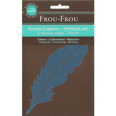Plume Thermocollante Uni Frou-Frou 15x4,8cm Bleu Gris