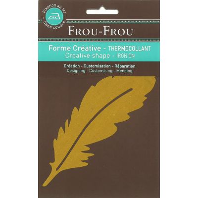 Plume Thermocollante Uni Frou-Frou 15x4,8cm Jaune Moutarde