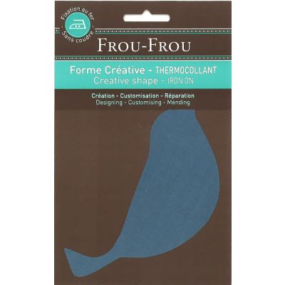 Oiseau Thermocollant Uni Frou-Frou 14x8cm Bleu Gris
