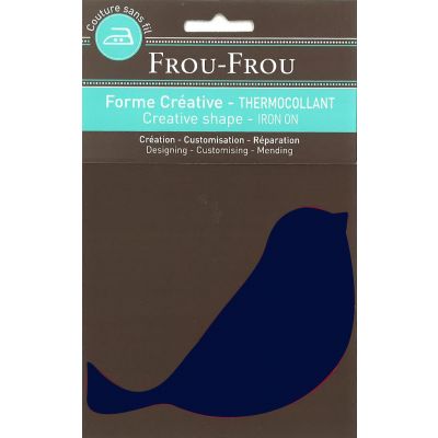 Oiseau Thermocollant Uni Frou-Frou 14x8cm Bleu foncé