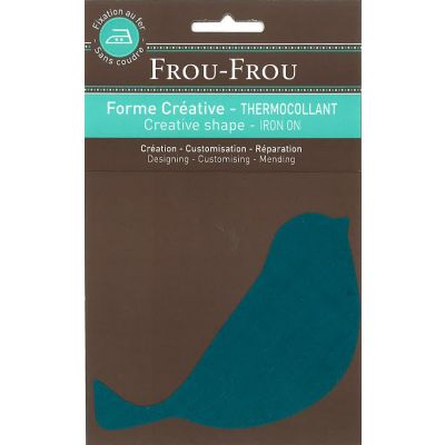 Oiseau Thermocollant Uni Frou-Frou 14x8cm Turquoise foncé