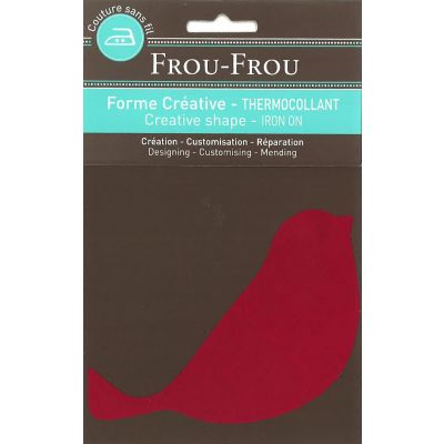 Oiseau Thermocollant Uni Frou-Frou 14x8cm Bordeaux