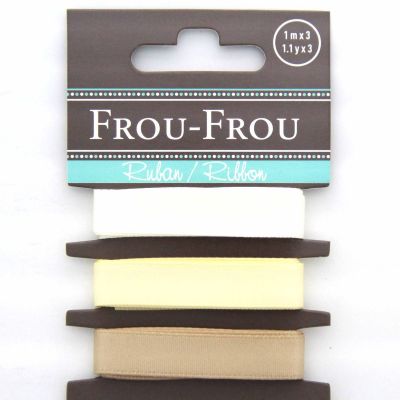 ASSORTIMENT 3 RUBANS SATIN UNI 10MM - Blanc / Ecru / Beige