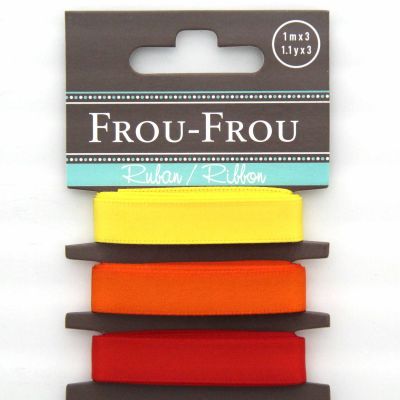 ASSORTIMENT 3 RUBANS SATIN UNI 10MM - Rouge / Orange / Jaune