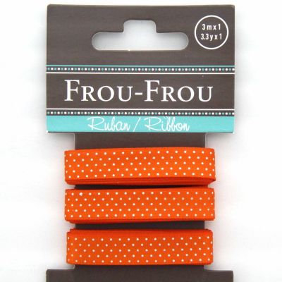 RUBAN SATIN POIS 10MM - Orange - 3 Métres