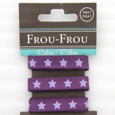 RUBAN SATIN ETOILE 10MM - Violet - 3 Métres