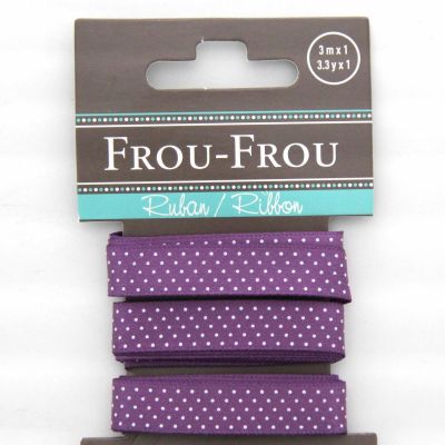 RUBAN SATIN POIS 10MM - Violet - 3 Métres