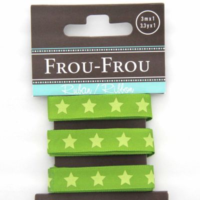 RUBAN SATIN ETOILE 10MM - Vert  - 3 Métres