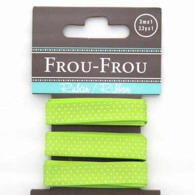 RUBAN SATIN POIS 10MM - Vert - 3 Métres
