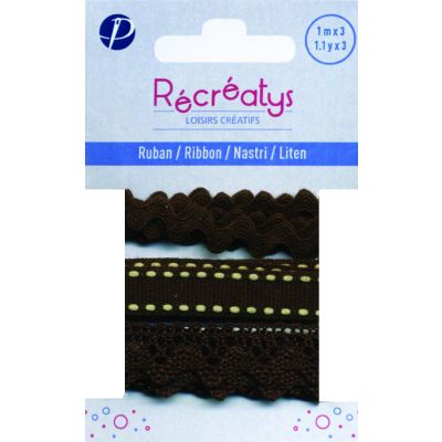 Récréatys - Assortiment 3 rubans 10mmx1m Marron