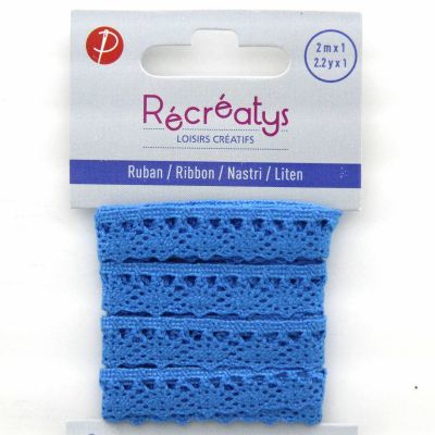 RUBAN DENTELLE 10mm - POLYESTER - 2 METRES  - Bleu