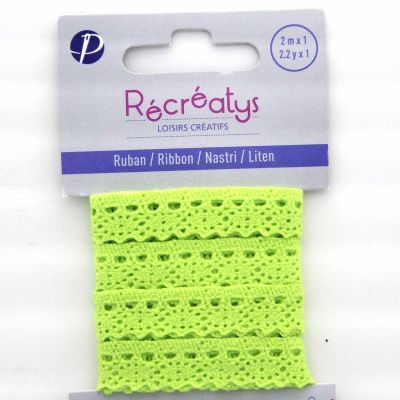 RUBAN DENTELLE 10mm - POLYESTER - 2 METRES  - Vert