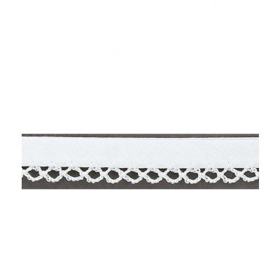 Biais Festonné Coton Uni 12mm Frou-Frou Blanc - PRIX AU METRE