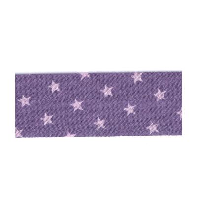 Biais Frou-Frou 20mm tissu Etoiles Violet clair - PRIX AU METRE