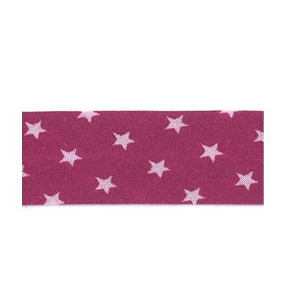 Biais Frou-Frou 20mm tissu Etoiles Rose Camélia - PRIX AU METRE